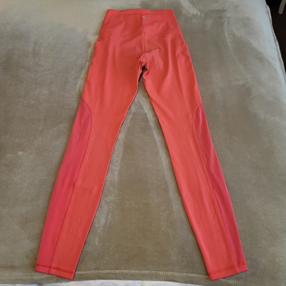 Lulu neon orange running leggings size 6 - Picture 1 of 4